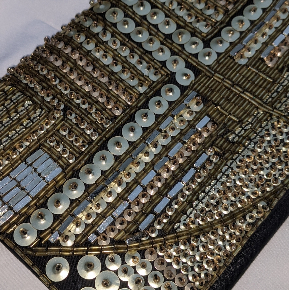 Bcbgeneration Black Gold Sequin Clutch - image 4